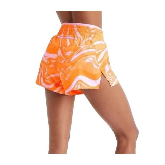 Fabletics Women's Breathe Mid Rise Run Shorts Orange Marble Size XL - Picture 3 of 8